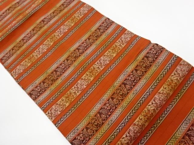 JAPANESE KIMONO / VINTAGE NAGOYA OBI / WOVEN ABSTRACT PATTERN